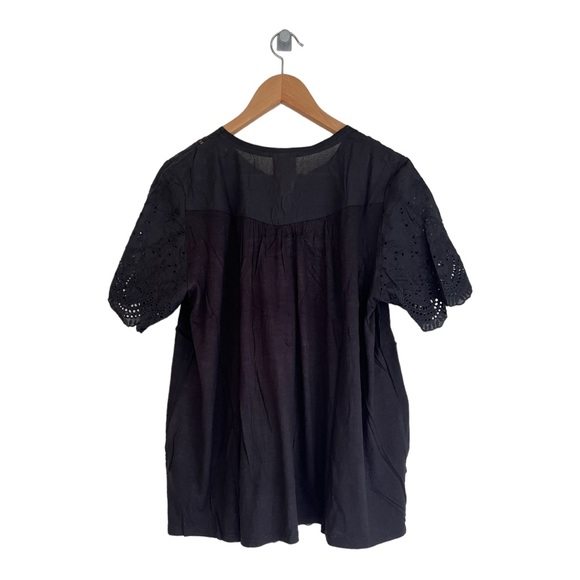 New Knox Rose top short sleeve eyelet peasant cotton black - Picture 4 of 16